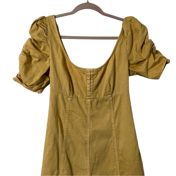 FREE PEOPLE Cheyenne Yellow Denim Mini Dress - Picture 4 of 7